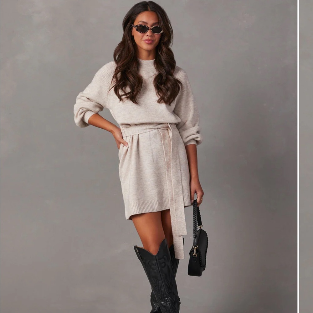 Long sleeve oatmeal cream sweater dress NEW